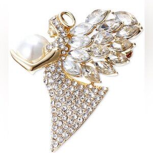 Gold-Tone Crystal & Imitation Pearl Angel Pin Charter Club